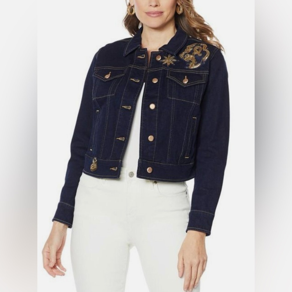 G by Giuliani embellished Jean jacket 1X NWOT